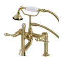 Kingston Brass AE103T7 Deck Mount Clawfoot Tub Faucet, Brushed Brass AE103T7